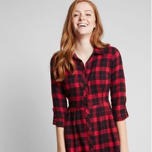 ModCloth Plaid Shirtdress